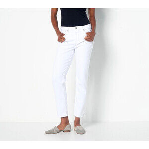 NYDJ Curves 360 Women's Slim Straight Ankle Jeans - Optic White size 2